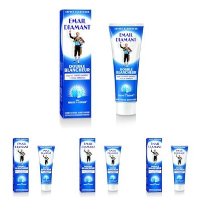 Email Diamant Dentifrice double blancheur, éclat immédiat, arôme menthe fraîche - Le tube de 75ml (Lot de 4)
