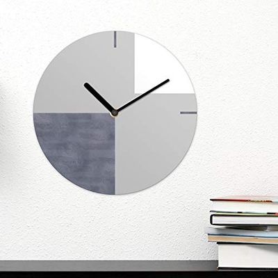 Walplus Reloj De Pared Decoración Hogar Vintage Moderno Classic Cocina Sala De Estar Apartamento - Reloj De Pared Geométrico Moderno Gris Formas Cm(0")