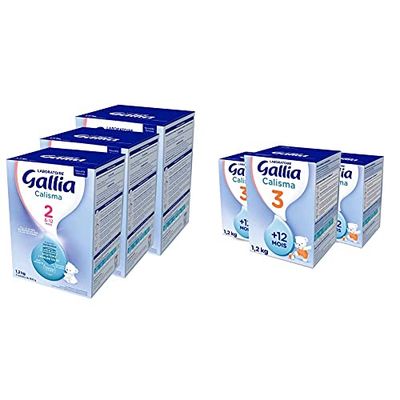 Laboratoire Gallia Calisma 2, Lait en poudre pour bébé, 6 à 12 Mois, 1,2kg (Pack 3x1,2kg) & Calisma 3 Lait en Poudre pour Bébé Dès 12 Mois, lot de 3 X 1,2Kg