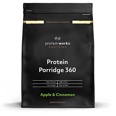 THE PROTEIN WORKS Porridge Protéiné 360 | Petit Déjeuner à Faible Teneur en Sucre | Vitamines Ajoutées | Faible IG, Avoine Complète | Riche en Fibres | THE PROTEIN WORKS | Pomme et Cannelle | 500g
