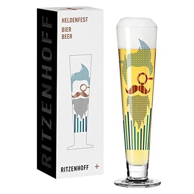 Ritzenhoff 1011010 Verre à bière 330 ml - série Heldenfest, motif n° 10 - Barber - rond et multicolore - Made in Germany