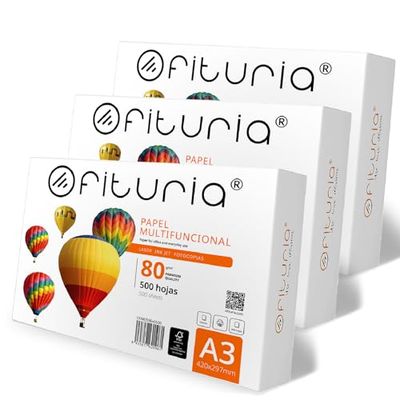 A3-ark, multifunktionspapper för skrivare och kopiator, vitt A3-papper för arbetsplatser och hemmabruk, A3-ark 80g/m², arkpaket - ophituria (1500 ark)