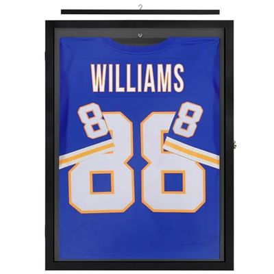 Americanflat Jersey Frame Display Case in Black - 23x31 Lockable Plexiglass Shadow Box - Jersey Display Frame for Soccer, Baseball, Hockey, Football, Basketball - Large Shadow Box Frame