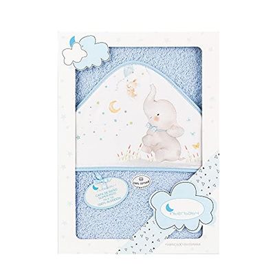 Interbaby 01227-01 dziecięcy ręcznik kąpielowy ELEFANTE niebieski, niebieski