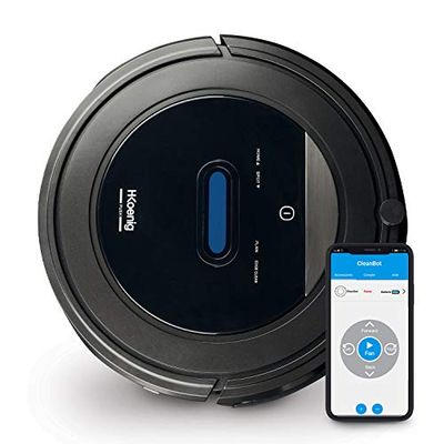 h.koenig SWRC110 Robotstofzuiger, natdweilfunctie, wifi-bediening, kunststof, zwart