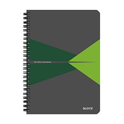 Leitz 44590055 A5 styvt omslag anteckningsbok, grön (trådbunden, 90 ark, linjerat, 90 gsm elfenbenspapper, kontorsseri)