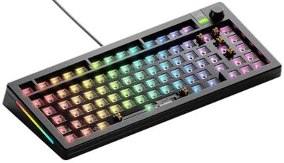 Glorious Gaming GMMK 3 Barebones Custom Gaming Keyboard, TKL 75% mechanisch toetsenbord, modulaire pakkingen, hotswappable MX 5-polig, geluidsdempend schuim, aluminium switch plate, ISO, Zwart