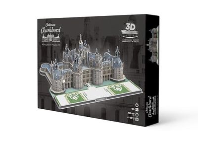 Megableu - Puzzle 3D CHATEAU DE CHAMBORD - Maquette Monument Historique Officielle - Assemblage Facile Sans Colle ni Outils - Puzzle 3D pour Adultes et Enfants dès 7 Ans - 189 Pièces - 41x39x21cm