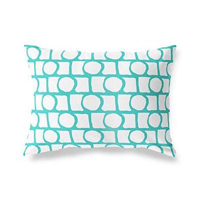 BonaMaison Turquoise-Blanc Housse de Coussin Motif, Taie d'oreiller pour Lit Voiture Canapé Maison Salon Chambre, Décoration D'intérieur, 45x60 Cm - Conçu et Fabriqué en Turquie