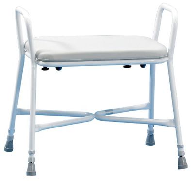 Homecraft Sherwood Plus Bariatric Shower Stool without Back, Adjustable Shower Seat, Bath Chair with Arms & Padded Seat for Elderly, Handicapped, & Disabled users' Stability, Bathroom Bench Accessory