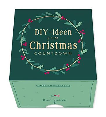 Grafik-Werkstatt 63860 - Mensaje de taller en una caja, idea de regalo, 24 tarjetas arrancables, cuenta regresiva de Navidad, pequeña