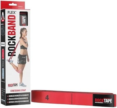 RockTape Rockband Flex Medium weerstandsbanden met handgrepen en lussen, geen scheuren of scheuren, rubber- en latexvrij (8 kg - 10 kg weerstand), zwart