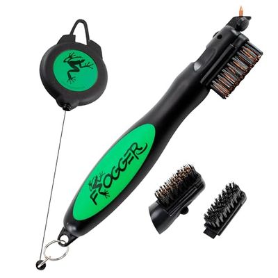 Frogger Golf BrushPro Cleaner | Pulizia rapida delle scanalature della mazza per scatti migliori | Design ergonomico comodo del manico | Testine di spazzola superiori, pulitore scanalato pieghevole e