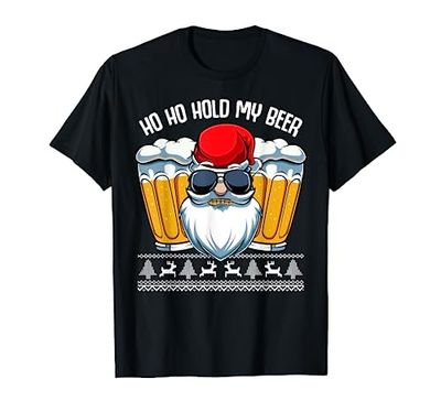 Ho Ho Hold My Beer Santa Claus Christmas Drinking Party Gift Camiseta