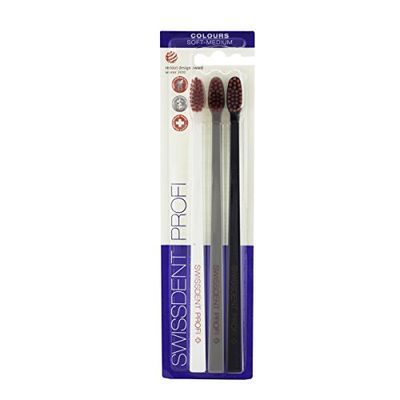 SWISSDENT PROFI COLOURS szczoteczka do zębów soft-medium, kolor czarny i czarny, doskonała i opatentowana szczoteczka do zębów