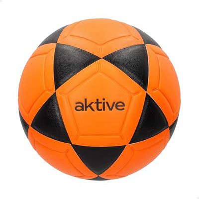 AKTIVE Fotboll Vardagsrum PVC, 230-250 gram, D18 cm, Storlek 3, Färg Orange och svart, robust och hållbar, optimal för utomhusträning, sport, boll, fotbollsbollar (54202)
