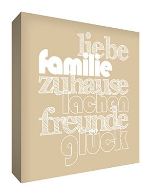 Feel Good Arte HAPHME1515-01G Wandschmuck lona en el estilo de amor y la familia, beige, 38 x 38 cm