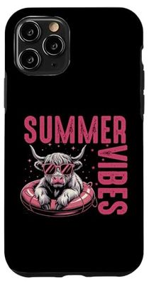 Summer Vibes Cool Cow Lunettes de soleil piscine Coque pour iPhone 11 Pro