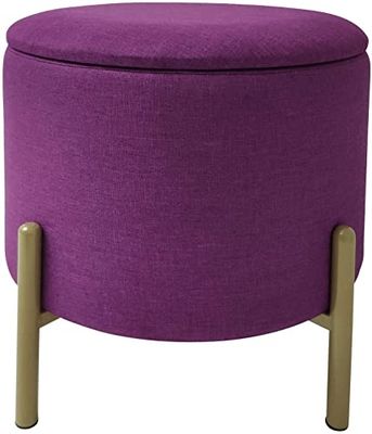 ECHTWERK Pouf Logan, avec Espace de Rangement, Couvercle Amovible, Coffre de Rangement Rond, avec Pieds en Bois, Convient pour la Chambre à Coucher et Le Salon, 40 x 40 x 40 cm, jusqu'à 150 kg, Baie