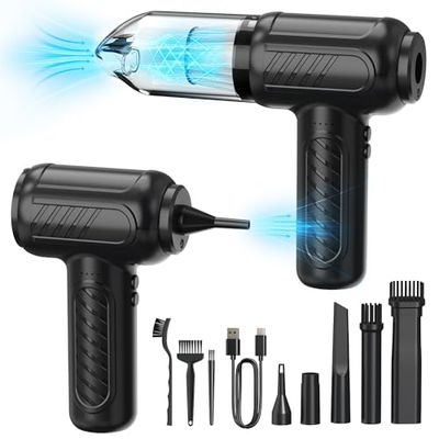 VEGREM Aria Compressa Spray, 3 Velocità, 110.000 Giri/min, 4000 mAh, Soffiatore Elettrico e Aspirapolvere 2 in 1, Con Kit di Pulizia e Cavo di Ricarica USB, Adatto per Tastiera, PC, Laptop, Auto