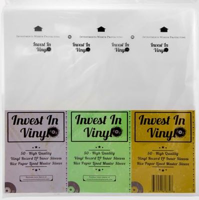 50 Master Sleeves Rijstpapier Antistatische LP Binnenmouwen Vinyl Record Mouwen Bieden Uw LP Collectie met De Juiste Bescherming - Invest in Vinyl, Wit, Retro