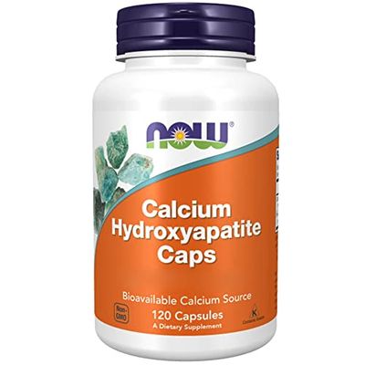 Now Foods Hidroxiapatita Cálcica, 500mg Calcio, 120 Cápsulas, Probado en Laboratorio, Sin Gluten, Sin Soja, No GMO