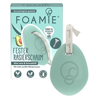 Foamie Schiuma da barba solida per uomini e donne, Shaving Foam Aloe Vera e olio di avocado per una rasatura delicata del corpo, crema nutriente per proteggere la pelle da rasatura bagnata