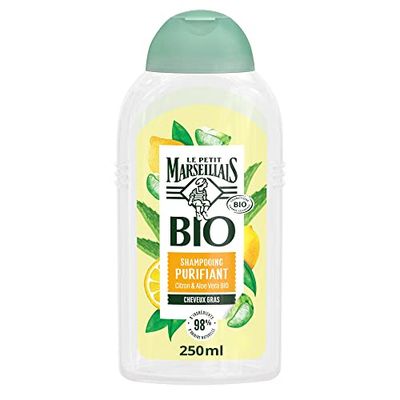 Le Petit Marseillais - Shampooing Purifiant Certifié BIO Citron & Aloe Vera Bio (flacon de 20 ml) – Shampoing pour cheveux gras sans sulfate et sans silicone – 98 % d'ingrédients d'origine naturelle