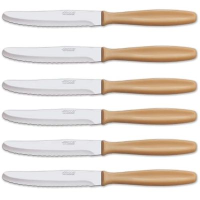 Arcos Série facas de mesa, conjunto de facas de mesa de 6 peças, lâmina de aço inoxidável nitrum de 105 mm, cabo de polipropileno cor creme