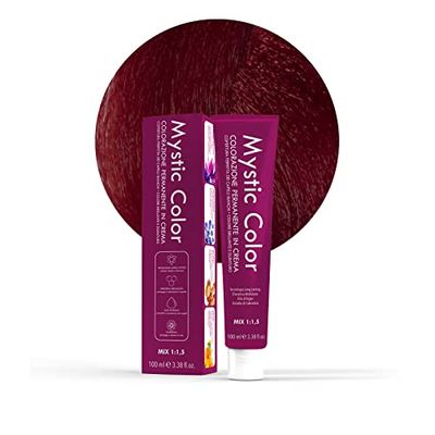 Mystic Color - Permanent Cream Coloring with Argan Oil and Calendula - Long Lasting Hair Color - Light Chestnut Red Hair Dye Permanent 5.66-100ml