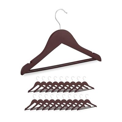 Relaxdays Cintres pour Enfants, Lot de 20 pièces, en Bois, Crochet pivotant, entretoise & encoches, Marron