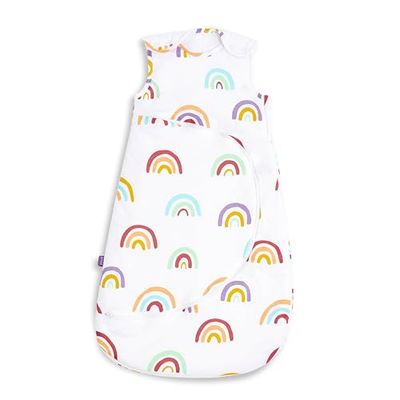 Snuz Babyslaapzak met luierritssluiting - voor eenvoudige luierwisselingen, superzachte katoenen slaapzakken drukknopen, voldoet aan de Britse veiligheidsnorm, regenboog, 1 TOG 6-18 m