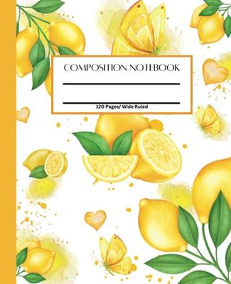 Composition Notebook: Wide Ruled Lemon vintage Illustration Aesthetic Journal