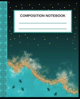 Teal Relaxing Composition Notebook: Teal Tropical Ocean Blue Notebook with Stars - Wide Ruled for Kids, Students, Artists, Designers