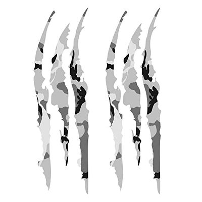 GamesMonkey® - Adesivi 2 Pezzi Graffio Artigli Mostro Adesivi per Auto Mostro Graffio, Adesivo Artigli Segni, Decalcomanie per Decorazione Auto, Adesività Forte, Facile da Incollare (Camouflage Snow)