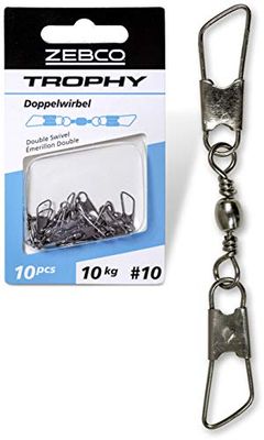 Zebco Kvalitets tropiskt dubbelvirvlar fisketillbehör virvel fiske små delar ängel tillbehör, diverse, storlek: 14 L: 38 mm 6 kg/10 stycken