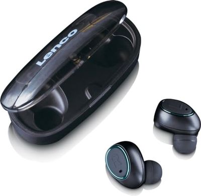 Lenco EPB-410 Bluetooth hoofdtelefoon - True Wireless In-Ear hoofdtelefoon met oplaadetui 400 mAh - 2,5 uur speeltijd - IPX4 waterdicht - Bluetooth V4.2 - zwart