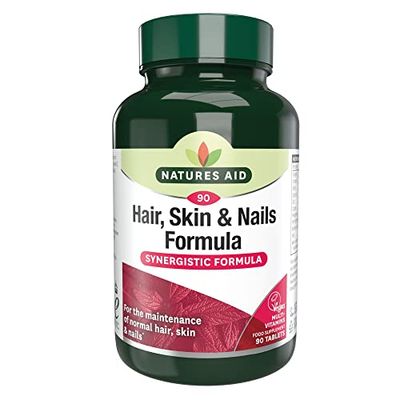 Natures Aid Hair Skin and Nails Formula – Supports Growth, Strength & Radiance – High Potency Natural Supplement – 90 Vegan Tablets – with Biotin, Zinc, Vitamin C, MSM & Silica