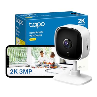Tapo C110 2K 3MP Indoor Camera House Security Camera, WiFi Camera, No Monthly Fee, AI Detection, Dog Puppy Camera, Baby Camera Monitor, 2-way Talk, Advanced Night Vision, Works with Alexa & Google