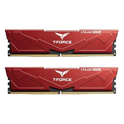 TEAMGROUP T-Force Vulcan DDR5 16GB Kit (2x16GB) 6000MHz (PC5-48000) CL38 Desktop Geheugenmodule RAM (Rood) Voor 600-serie chipset - FLRD532G6000HC38ADC01