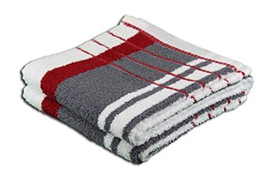 Gözze - Telo Mare, Set da 2 Pezzi, 100% Cotone, Berlino, Motivo a Righe, 100% Cotone, 50 x 100 cm - Bordeaux/Antracite