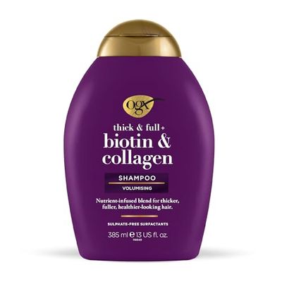 OGX Shampoing Sans Sulfate à la Biotine et au Collagène pour Épaissir les Cheveux, 385 ml(L'emballage peut varier)