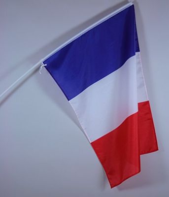 AZ FLAGGA - FRANKRIKE FLAGGA 2' x 3' vit stolpe - FRANSKA FLAGGOR 60 x 90 cm - BANNER 0,6 x 90 m med pinne - Ny