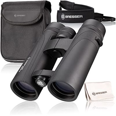 Bresser Binóculos impermeáveis Corvette 10 x 42 com enchimento de nitrogénio, prismas de vidro BaK-4, olhos LE para uso confortável, revestimento multicamada e capa de transporte de nylon