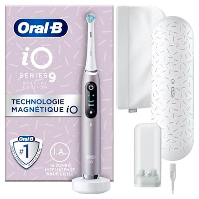 Oral-B iO 9 Brosse À Dents Électrique, Édition Spéciale Rose Quartz, 1 Étui De Voyage Chargeur,