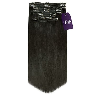 Fab Clip In Remy Full Head Hair Extensions 10-Piece Set 1B-Natural Black 20 inch