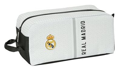Safta Real Madrid 1e team 24/25 - middelgrote schoenenkast, multifunctioneel, sport, buitenschools, voetbal, comfortabel en veelzijdig, 34 x 18 x 15 cm, wit/grijs, Wit/Grijs, Standaard, casual