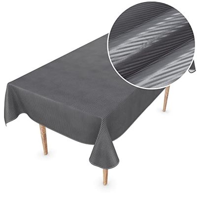 ANRO Tovaglia cerata, di alta qualità, lavabile, 150 x 150 cm, a strisce, colore antracite