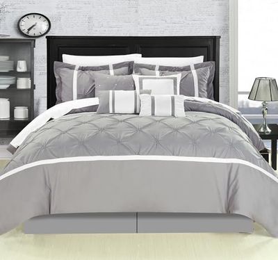 Chic Home Vermont Grey King 8 Piece Comforter Bed In A Bag Set