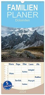 Familienplaner 2024 - Dolomiten mit 5 Spalten (Wandkalender, 21 cm x 45 cm) CALVENDO